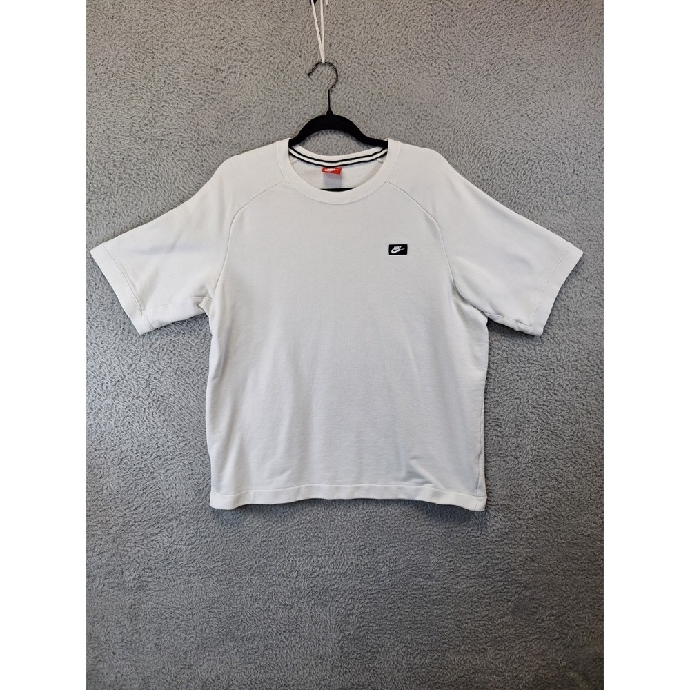 Nike Sportswear T Shirt Mens XL White Script Logo Cotton Herren Modern Crew Neck